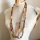 Vintage Two Strand Statement Seed Bamboo Bead Brown Necklace Fall Wardrobe Boho