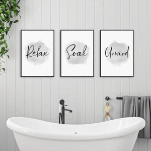 Juego de 3 Relajarse Relájese Relájese Baño Cita Impresiones Carteles Pared Arte Imágenes Decoración - Imagen 1 de 2