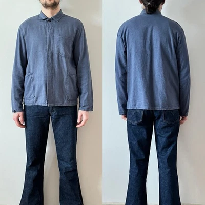 vintage French workwear faded blue worn cotton work jacket sanfor chore coat M - Image 1 of 4