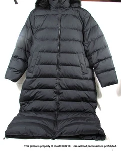 LAND'S END SCHWARZER BAUSCHIGER DAMENMANTEL VOLLE LÄNGE GRÖSSE 1X (16W-18W) - Bild 1 von 7
