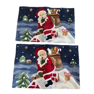 2er Set Vintage Weihnachten Türmatte Teppich Santa geht den Kamin hinunter 33"x22" - Bild 1 von 5