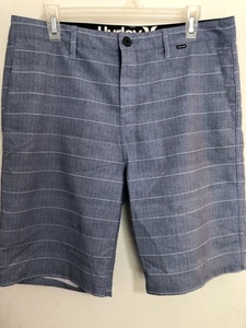 Hurley Shorts Mens 32 Blue Chambray Striped Chino Walk shorts Casual Beach Golf - Picture 1 of 12