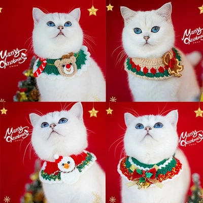 Christmas gift cat scarf, dog decoration drool towel, small dog pet yarn collar - Image 1 of 4