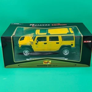 Maisto Premiere Edition Hummer H2 SUV in Gelb 1/18 Neu in OVP Bonus Showroom Display - Bild 1 von 7