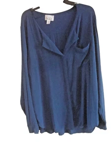 Dunkelblaue Bluse Damen Übergröße Größe 3X Tasche NEU - Bild 1 von 2