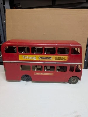 Autobús de colección London Route Master de dos pisos Triang años 50 22x12x6 1/4 hojalata Foto 1 de 4