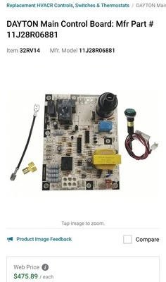 DAYTON Main Control Board: Mfr Part # 11J28R06881 32RV14 Ignitor Circuit - Image 1 of 3