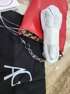 AMALIA GOMEZ Mini Flip bag RED  Italian Leather Gunmetal Chain Crossbody - Image 1 of 4