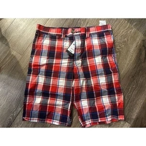 Tommy Hilfiger Boys Red White & Blue Plaid Shorts Size 16 - NWT - Picture 1 of 4