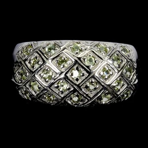 925 Sterling Silver Ring Round Peridot Natural Gemstone Jewelry Size 7.5 - Picture 1 of 14