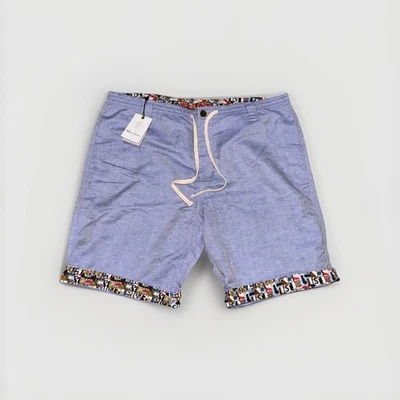 NUEVO Corto Robert Graham Para Hombre Talla 38 Azul Lino Cordón Ligero Clásico Foto 1 de 4