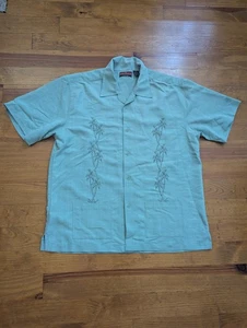 Camicia uomo Viva Tropical John Henry ricamata palme salotto tasche L - Foto 1 di 9