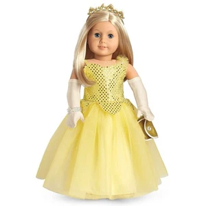 American Girl Princess 2017 Shimmering Ballroom Gown Outfit Gold Shoes New - Picture 1 of 9