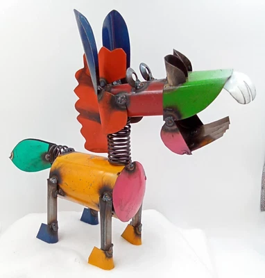Donkey Mule Metal Figurine Statute Spring Mouth Feet Ears Handmade Orange New - Image 1 of 4