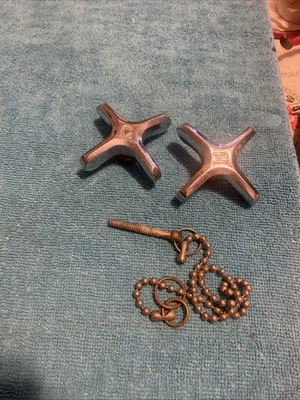 Antique Original Restoration Compression Speakman Faucet Handles Tub Drain Screw - Image 1 of 4