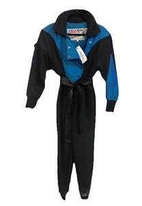 Traje de esquí vintage Nils traje de nieve de una pieza para mujer 8 verde azulado negro mono de nieve años 90 - Imagen 1 de 24