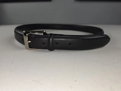 Cinturón Polo Ralph Lauren Cuero Negro 36 Hebilla Plateada Logo Plateado Foto 1 de 4