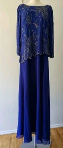 j kara women's boat neck asymmetrical Floral beaded dress, 3/4 sleeve Sz 18 - Picture 1 of 7