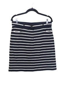TALBOTS Pencil Skirt Navy Blue & White Striped Elastic Waist Pull-on Size M - Picture 1 of 5