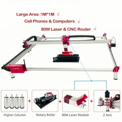 80W Laser Module 1M*1M Engraving AreaFull Metal CNC Router Laser Cutting Machine