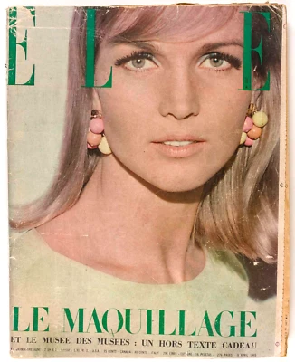 LEN DEIGHTON Dalida MAKE UP Elle magazine April 1965 Dior Bridalwear RICCI vtg - Image 1 of 4