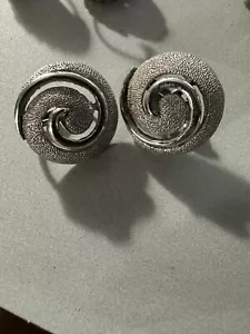 Orecchini Vintage Corona TRIFARI F Girandola Tono Argento Clip On - Foto 1 di 2