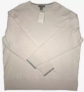 Maglione misto cashmere Supima XXL Egret bianco sporco Cremieux firma collezione nuovo con etichette - Foto 1 di 9