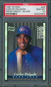 1997 Donruss Studio Press Proof Silver CARLOS DELGADO #49 Rare SP PSA 10 Pop 1 - Picture 1 of 2