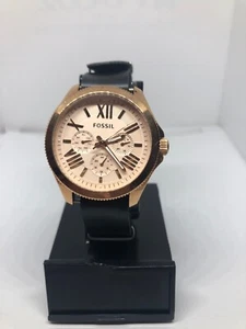 Fossil AM4511 Women's Black Leather Analog Dial Quartz Genuine Wrist Watch RK382 - Picture 1 of 10