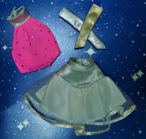 Vtg Barbie Superstar 80s SPACE AGE SKIRT Set Tagged Pink Rockers Fabric w Gloves - Picture 1 of 3