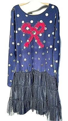 😊Kohl's Dolly & Me Girls Dress NAVY Blue S10 Long Sleeve Knee Length LOW PRICE - Image 1 of 4