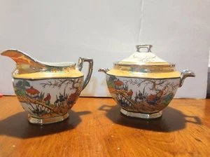 TT Takito Lusterware Creamer and Covered Sugar Bowl Hand-painted Japan - Picture 1 of 11
