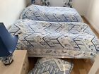 Vtg 2 Indonesian Quilted Batik Bedcovers, Single + Matching Large Cushion cover