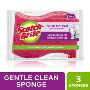 Gentle Clean Delicate Scrub Sponges, for Washing Dishes and Cleaning Kitchen, 3  - Picture 1 of 6