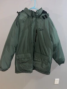 Reebok Men’s 2XL Insulated Puffer Long Parka Winter Coat Removable Hood Green - Picture 1 of 20