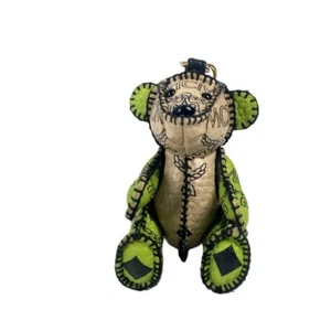 MCM Bicolor Visetos logo bear Bag Charm Key Holder Leather Beige/Green - Bild 1 von 12