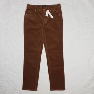 NWT Talbots Corduroy Straight Leg Pants Womens 4P Brown High Waist Slimming - Picture 1 of 20