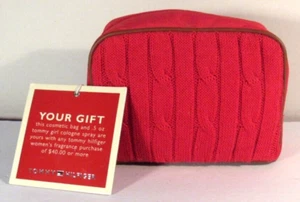 VTG Tommy Girl Hilfiger Red Zip Knit Cosmetic Make Up Travel Bag w/ Tag - Picture 1 of 5