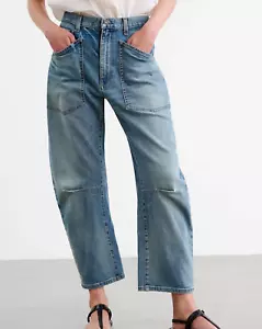 Nili Lotan Women's Casual Cotton Cowboy Retro Blue Super Soft Nine Cent Pants - Picture 1 of 21