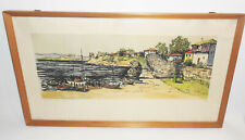 Original Lithografie Nessebar Bulgarien Hafen signiert um 1960/70 Retro Vintage 