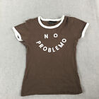 Ghanda Womens T-Shirt Size 8 Brown Short Sleeve Crew Neck Top