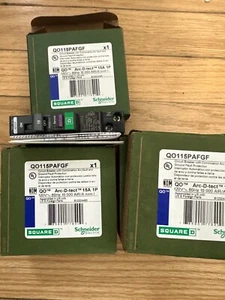 6 x Square D QO115PAFGF 1 Pole 15 Amp Ground Fault Arc Fault Neutral AF/GF - Picture 1 of 1