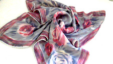 100% Silk Scarf 26"x26" Muted Colors Rose Grey Beige Roll Hem NTags