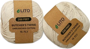 Butchers Twine 2X200Ft Natural Cotton 2Mm Food-Safe Kitchen String for Cooking - Picture 1 of 12