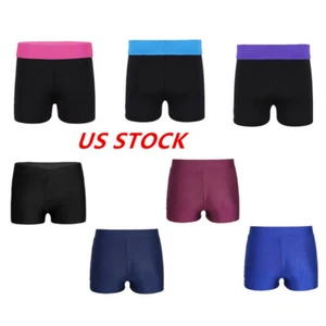 US Girls Boys Gymnastics Dance Sports Shorts Running Workout Stretchy Hot Pants - Picture 1 of 32
