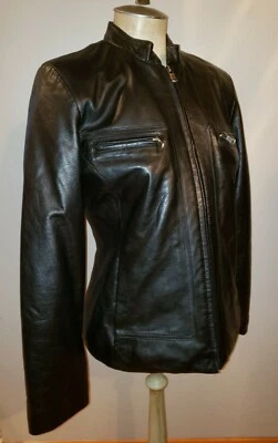 NWOT Vertical leather fitted cafe racer black 3m Thinsulate motorcycle jacket s - Image 1 of 4