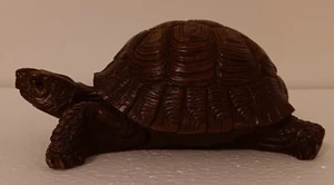 Cas-Carved Wood and Coal Turtle Figurine — excellent condition - Picture 1 of 3
