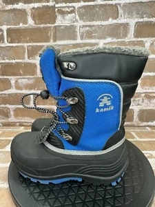 Kamik Luke 4 Insulated Waterproof Winter Snow Boots Blue Youth Boys Size 1 - Picture 1 of 6