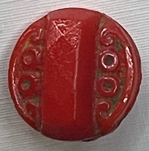 Antique Ornate Red Glass Button Vintage Crafting Crafts - Picture 1 of 4