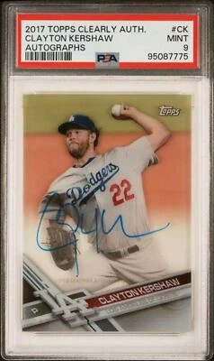2017 Topps Clearly Authentic #CAAU-CK Clayton Kershaw PSA 9 MINT Auto Dodgers - Image 1 of 2
